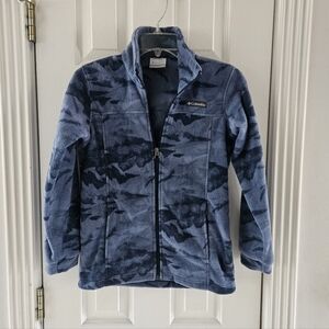 Columbia Kids Camo Blue Fleece Jacket, Sz Med - Unisex, Cozy, Active Lightweight
